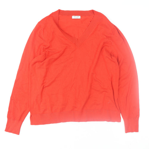JD Williams Women's Red V-Neck Long Sleeve Pullover Jumper UK 16
