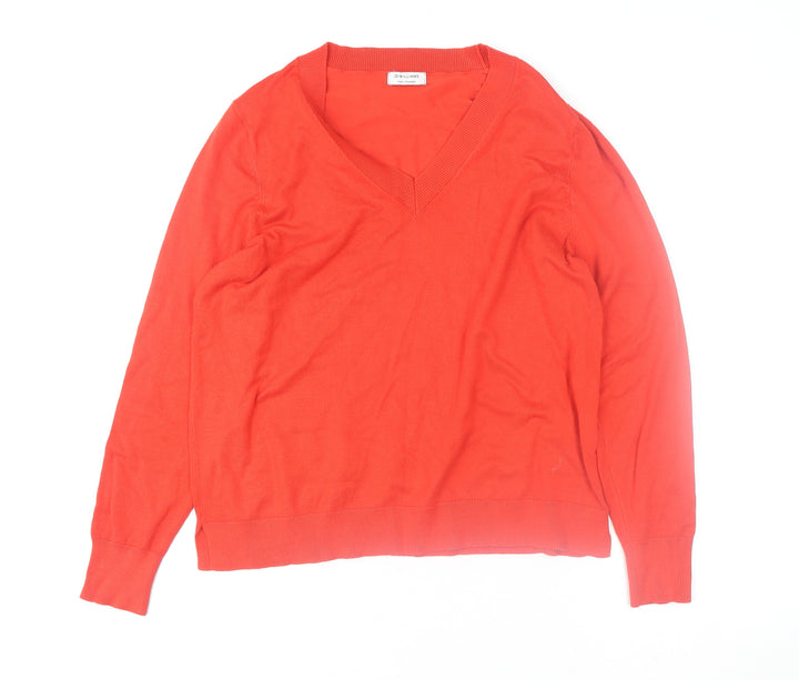JD Williams Women's Red V-Neck Long Sleeve Pullover Jumper UK 16