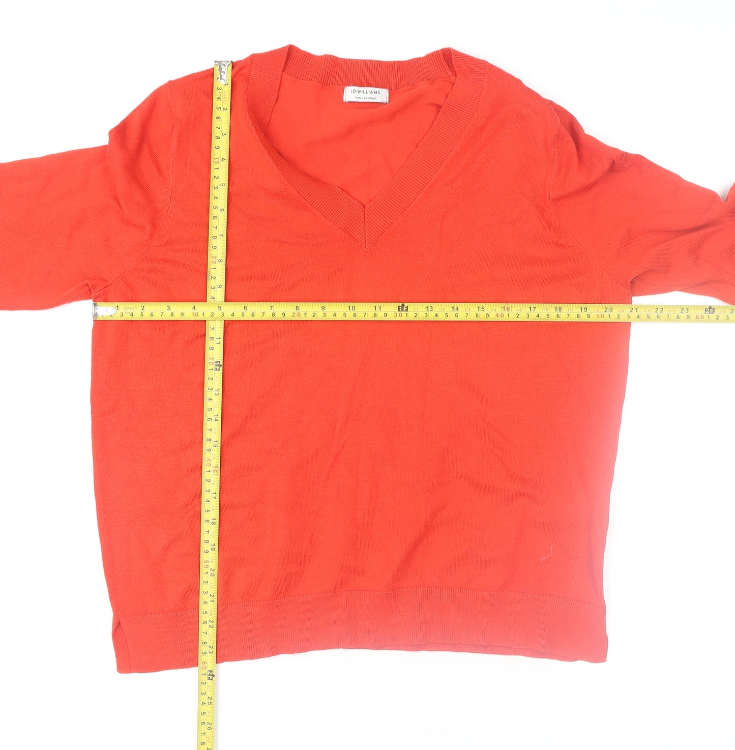 JD Williams Women's Red V-Neck Long Sleeve Pullover Jumper UK 16