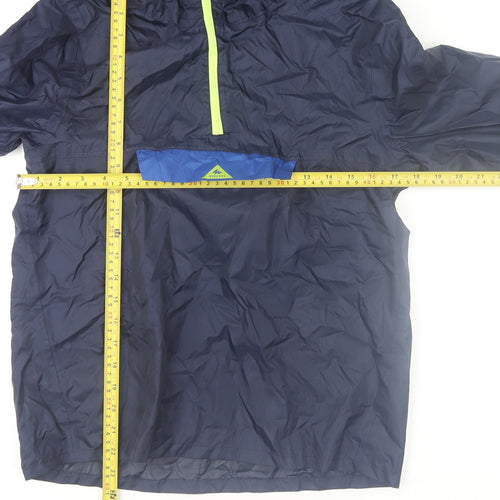 Decathlon Boys Blue Hooded Anorak Jacket 12 Years Lightweight Windproof