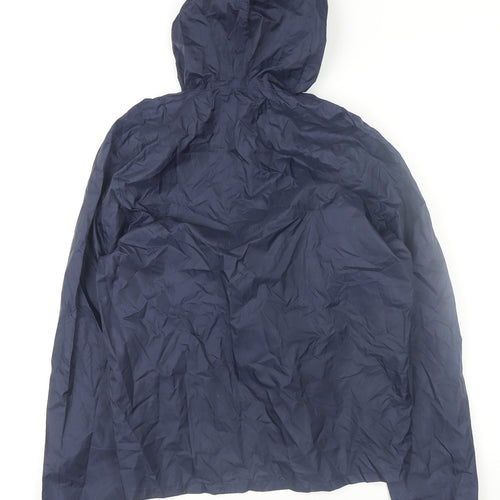 Decathlon Boys Blue Hooded Anorak Jacket 12 Years Lightweight Windproof
