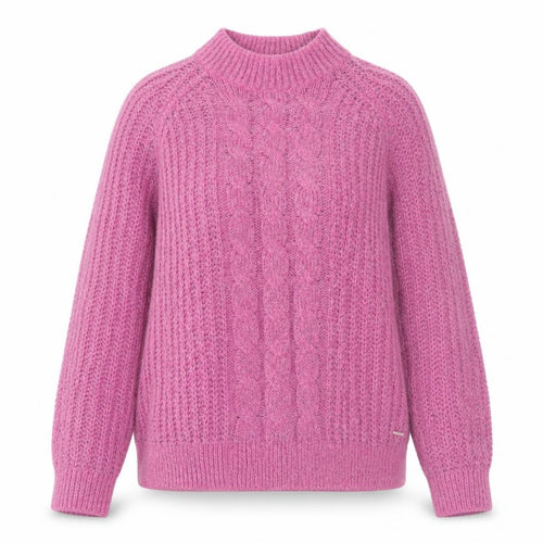 Country Casuals Women’s Pink Cable Knit Mohair Blend Mock Neck Jumper L