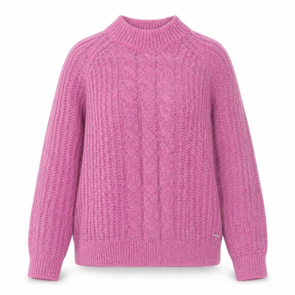 Country Casuals Women’s Pink Cable Knit Mohair Blend Mock Neck Jumper L