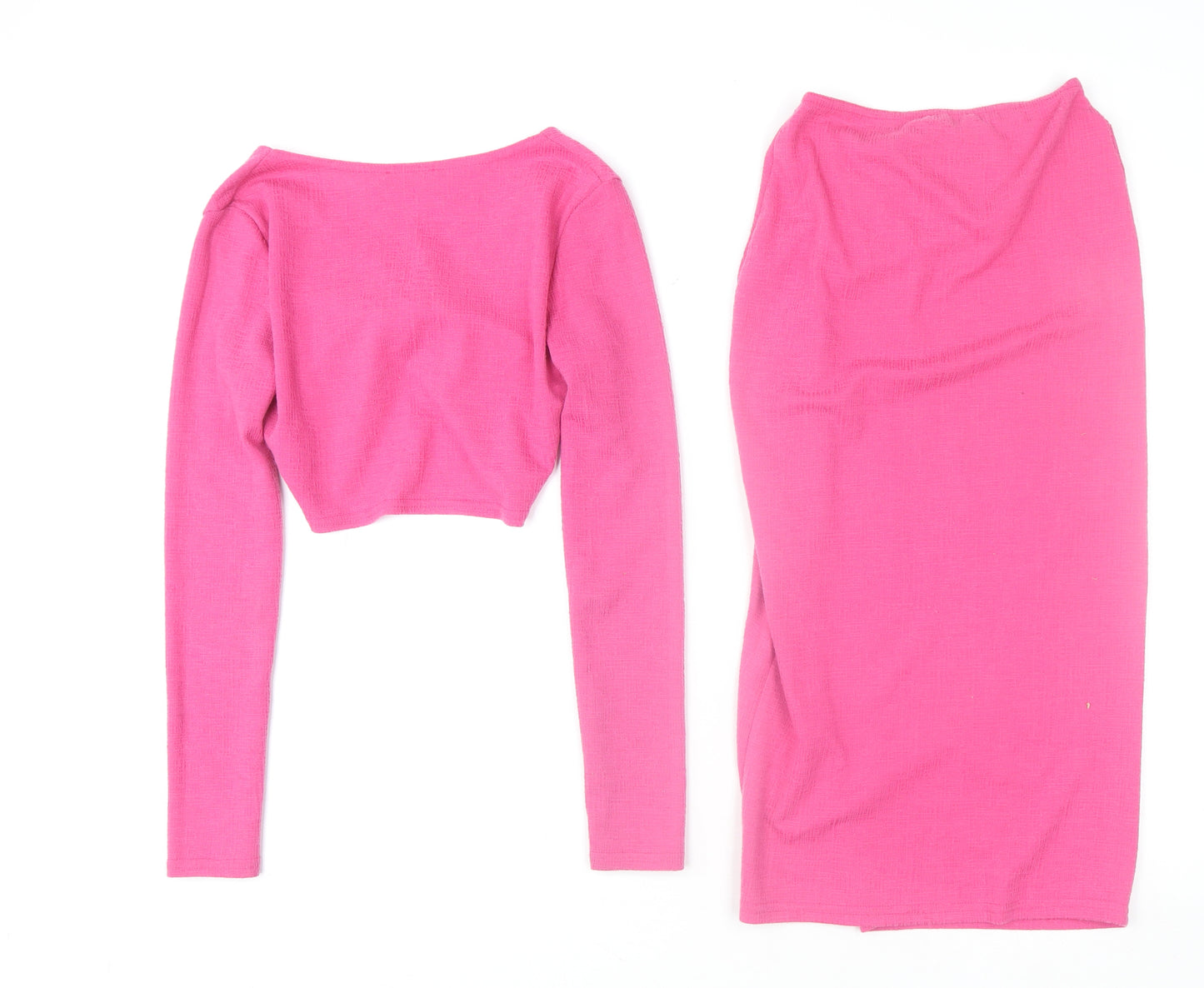 PrettyLittleThing Women’s Pink Long Sleeve Knotted Skirt Set UK 8