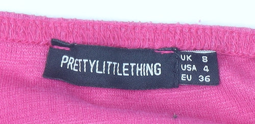 PrettyLittleThing Women’s Pink Long Sleeve Knotted Skirt Set UK 8