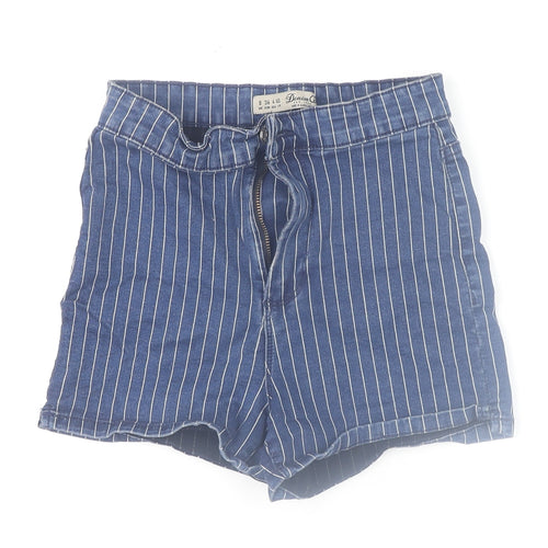 Denim Co Womens Blue Striped High Waist Denim Shorts Size 8