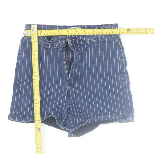 Denim Co Womens Blue Striped High Waist Denim Shorts Size 8