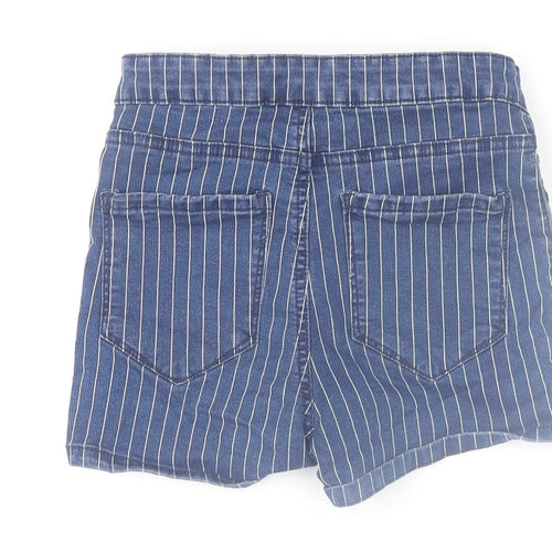 Denim Co Womens Blue Striped High Waist Denim Shorts Size 8
