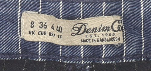 Denim Co Womens Blue Striped High Waist Denim Shorts Size 8