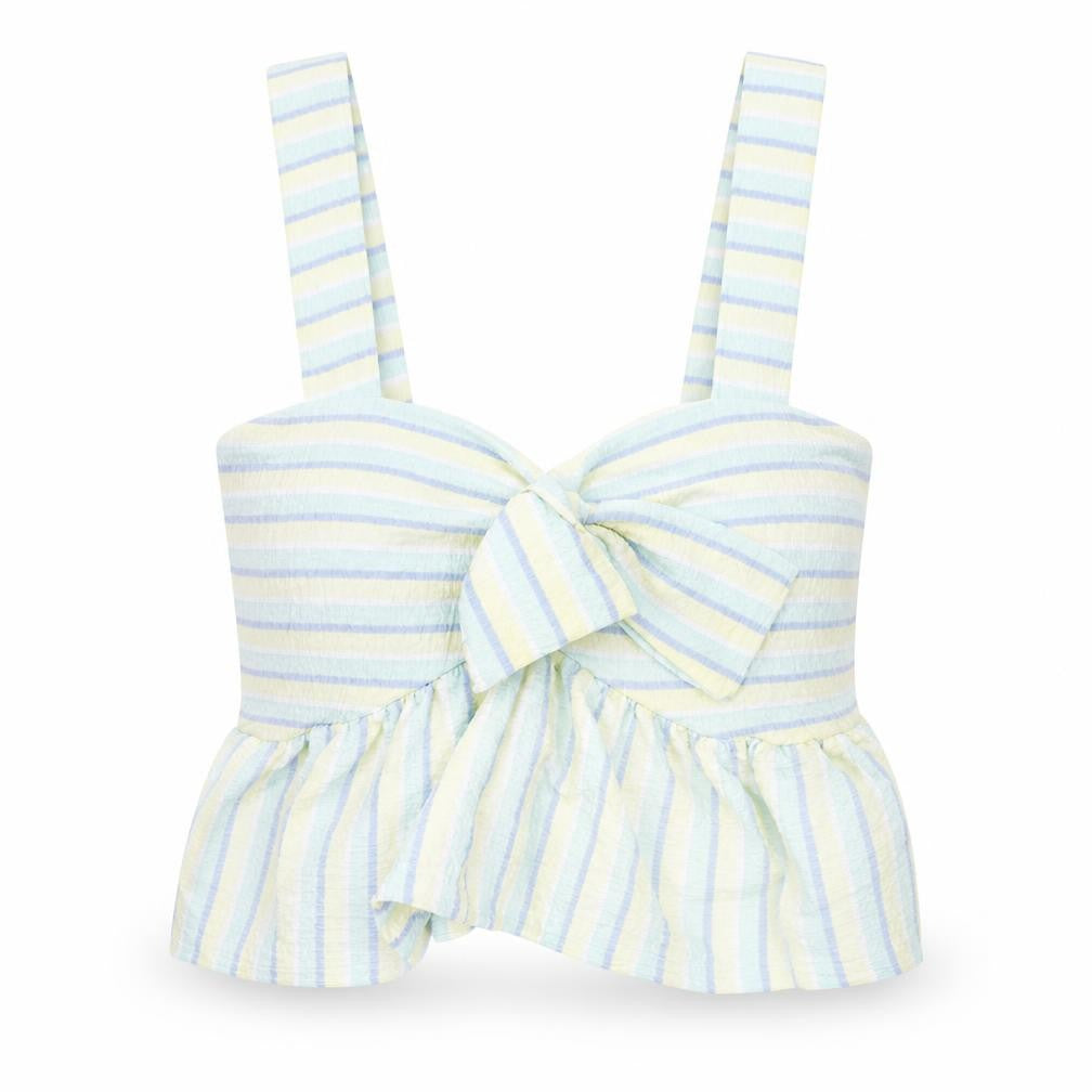 Front view of Primark Women’s Multicoloured Striped Cropped Tank Top XS