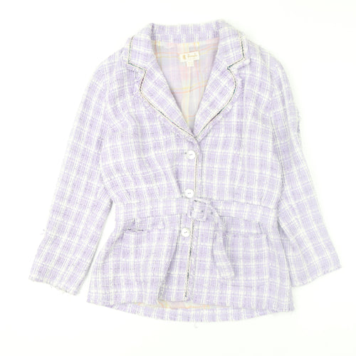 Pringle of Scotland Women's Purple Check Tweed Belted Blazer UK 14