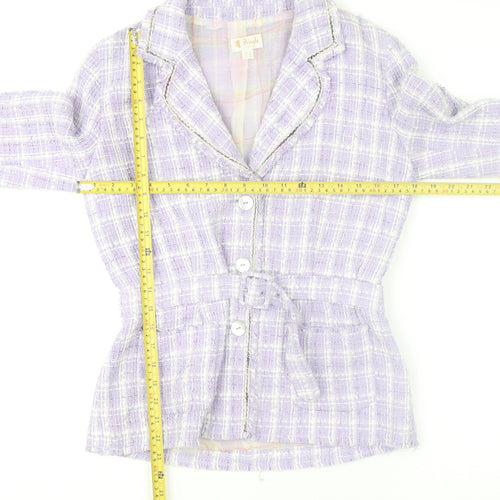 Pringle of Scotland Women's Purple Check Tweed Belted Blazer UK 14