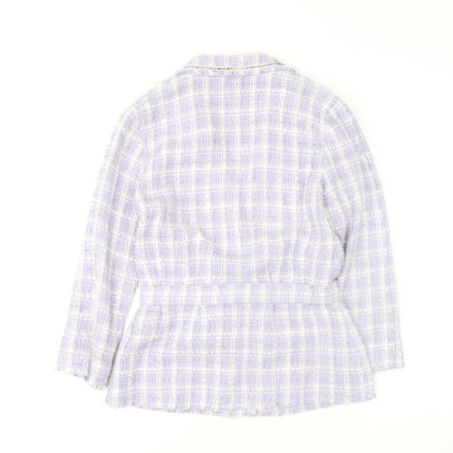 Pringle of Scotland Women's Purple Check Tweed Belted Blazer UK 14