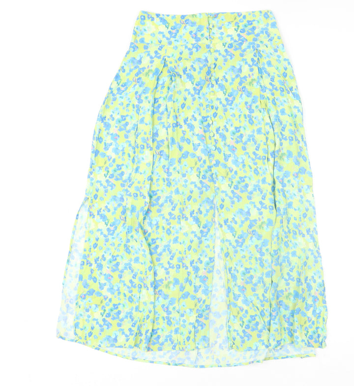 Gallery Women’s Green Floral A-Line Midi Skirt Size S