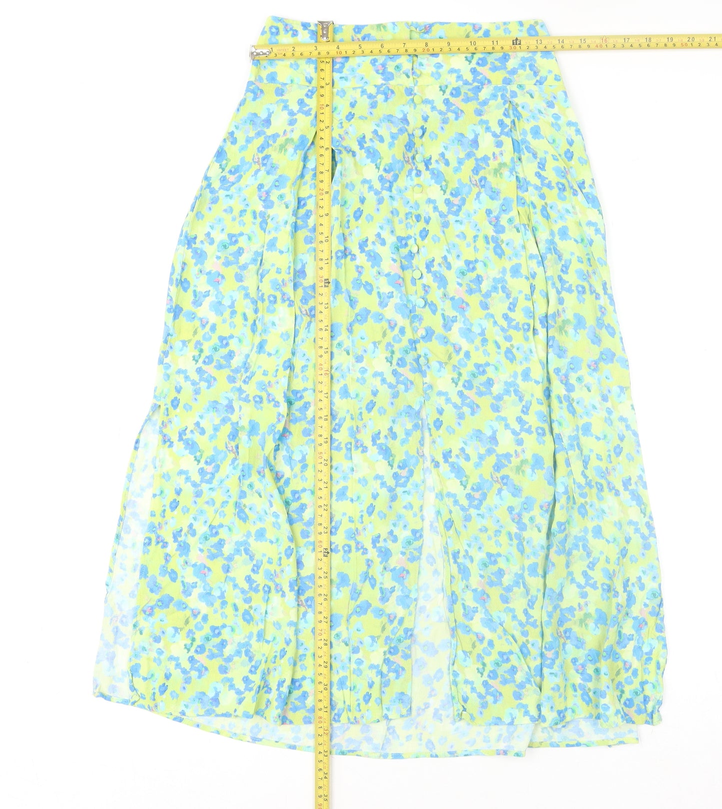 Gallery Women’s Green Floral A-Line Midi Skirt Size S