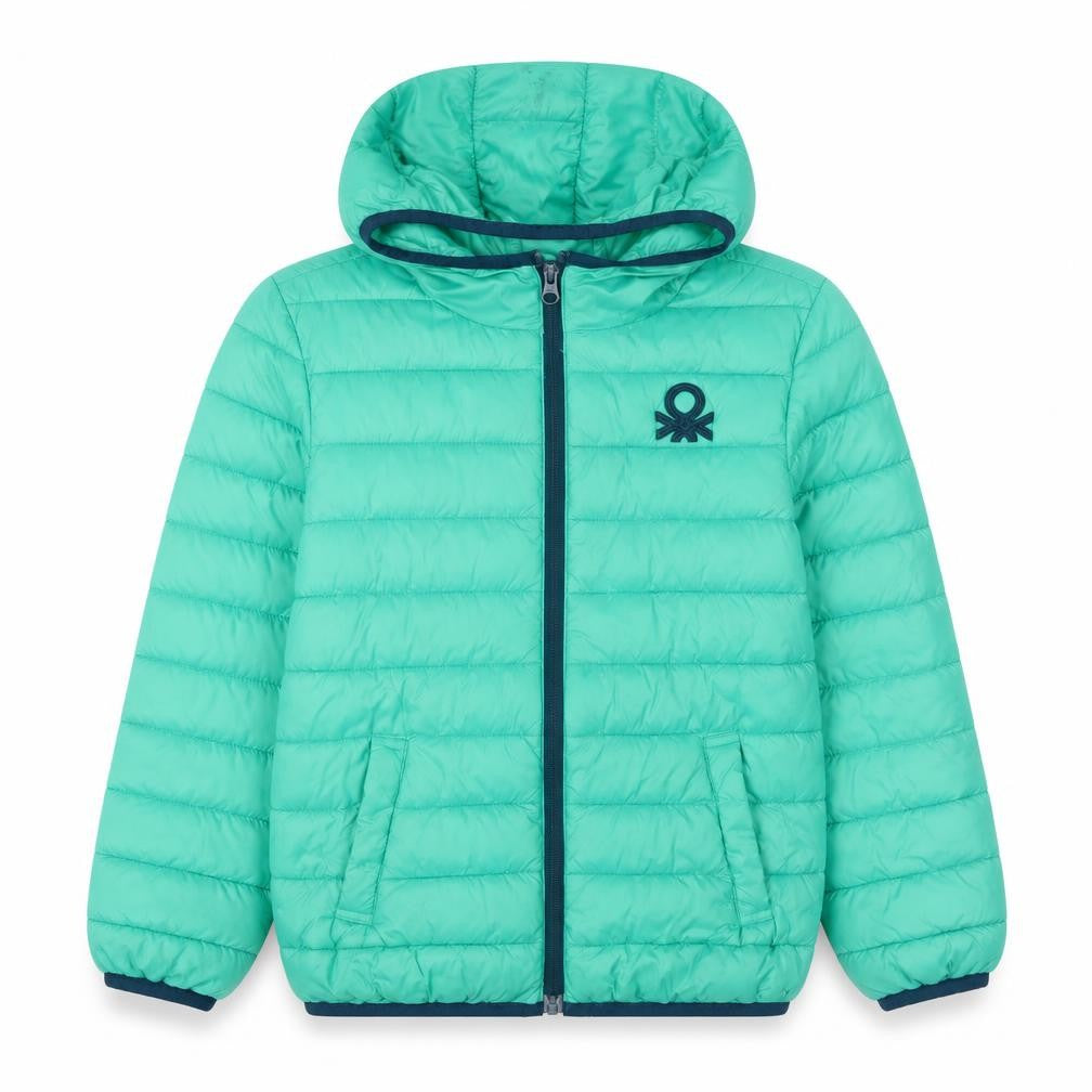 United Colors of Benetton Boys Green 8-9 Years Hooded Puffer Jacket