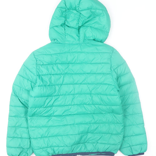 United Colors of Benetton Boys Green 8-9 Years Hooded Puffer Jacket