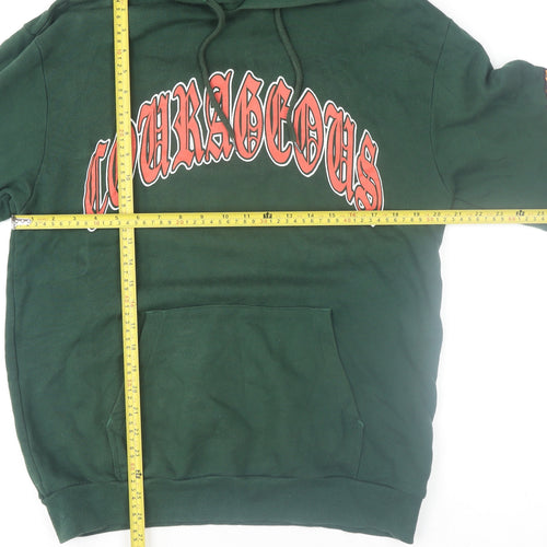 H&M Men’s Green Pullover Hoodie Size M Tiger Graphic Print Cotton
