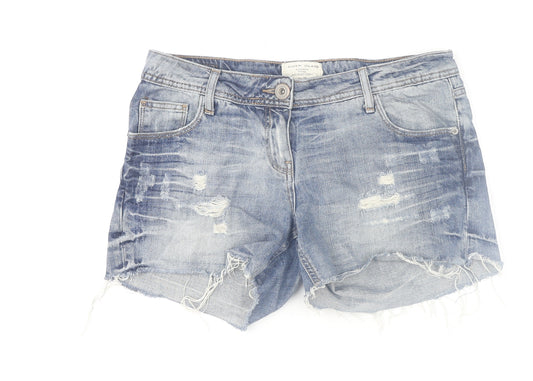 River Island Women Blue Size 12 Cut-Off Denim Shorts