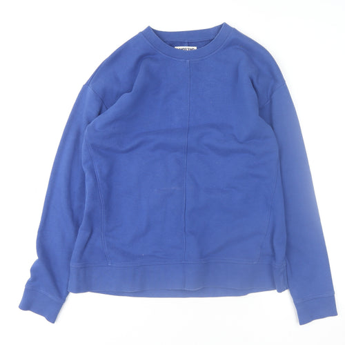 Lands' End Men's Blue Cotton Blend Crew Neck Sweatshirt L