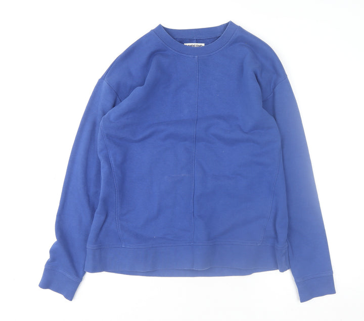 Lands' End Men's Blue Cotton Blend Crew Neck Sweatshirt L