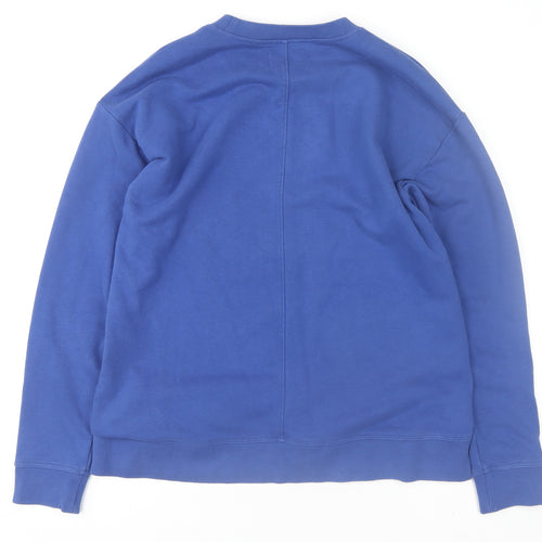 Lands' End Men's Blue Cotton Blend Crew Neck Sweatshirt L