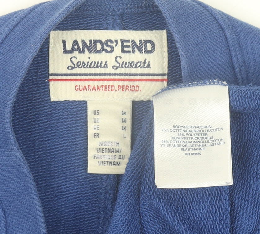 Lands' End Men's Blue Cotton Blend Crew Neck Sweatshirt L