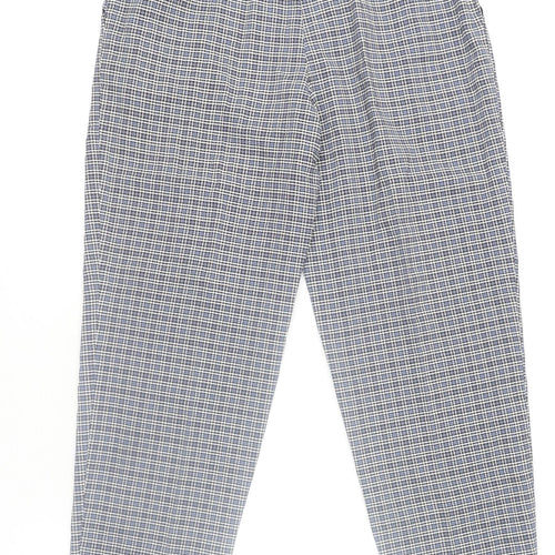 Marks and Spencer Womens Blue Check Pleated Tapered Trousers Size 12