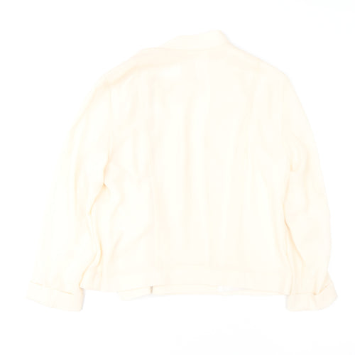River Island Women Ivory Zip Blouse Size 12 Classic Polyester Long Sleeve