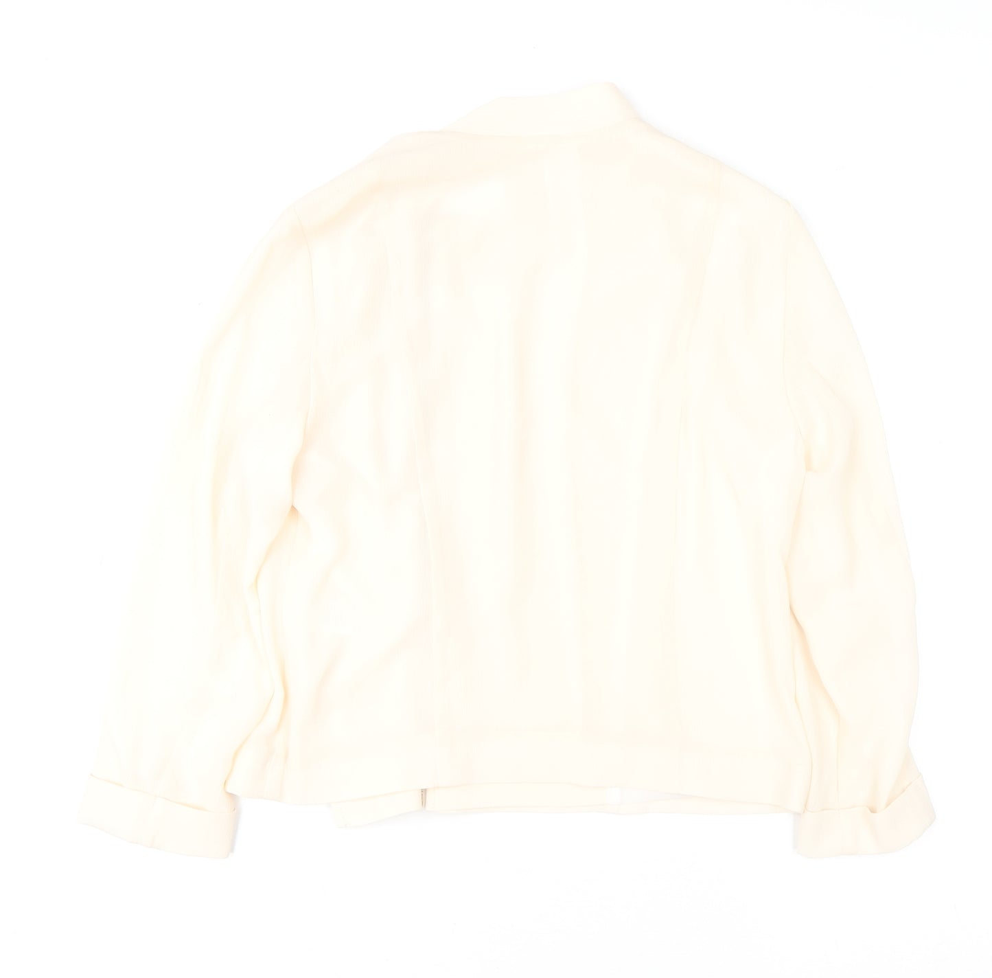 River Island Women Ivory Zip Blouse Size 12 Classic Polyester Long Sleeve