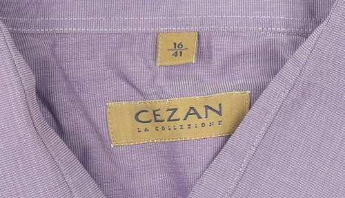 Cezan La Collezione Men's Purple 16/41 Cotton Long Sleeve Shirt