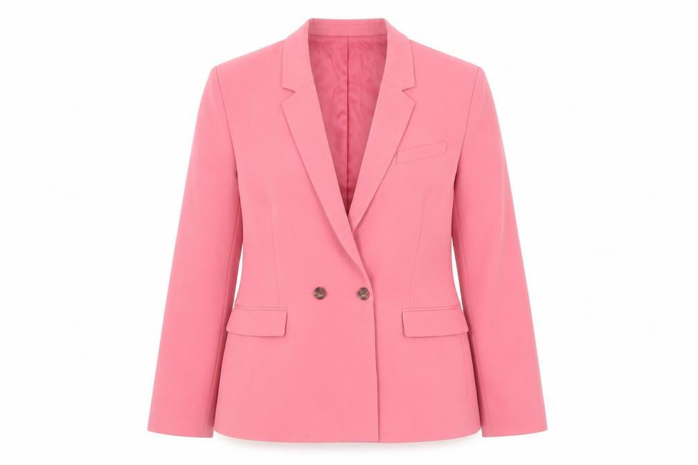 Topshop Women Pink Double-Breasted Blazer Jacket UK 12 Regular Fit