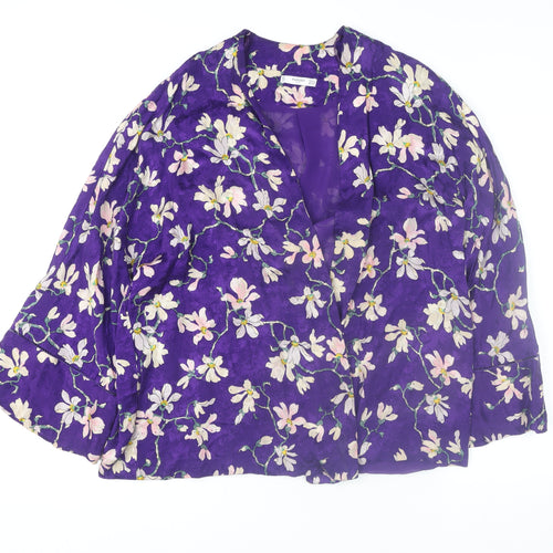 Mango Women’s Purple Floral Kimono Style Blouse Size 14