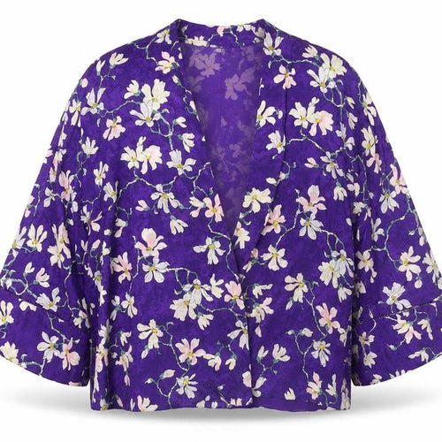 Mango Women’s Purple Floral Kimono Style Blouse Size 14