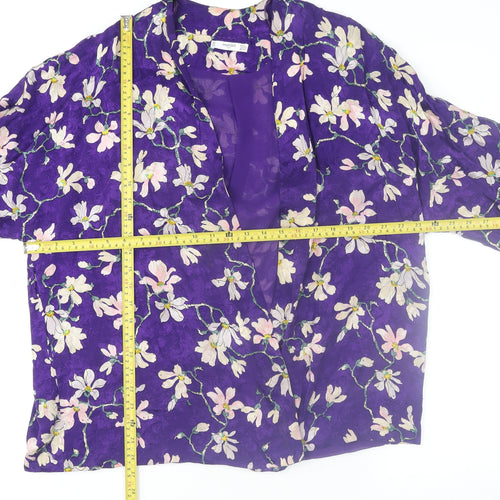 Mango Women’s Purple Floral Kimono Style Blouse Size 14