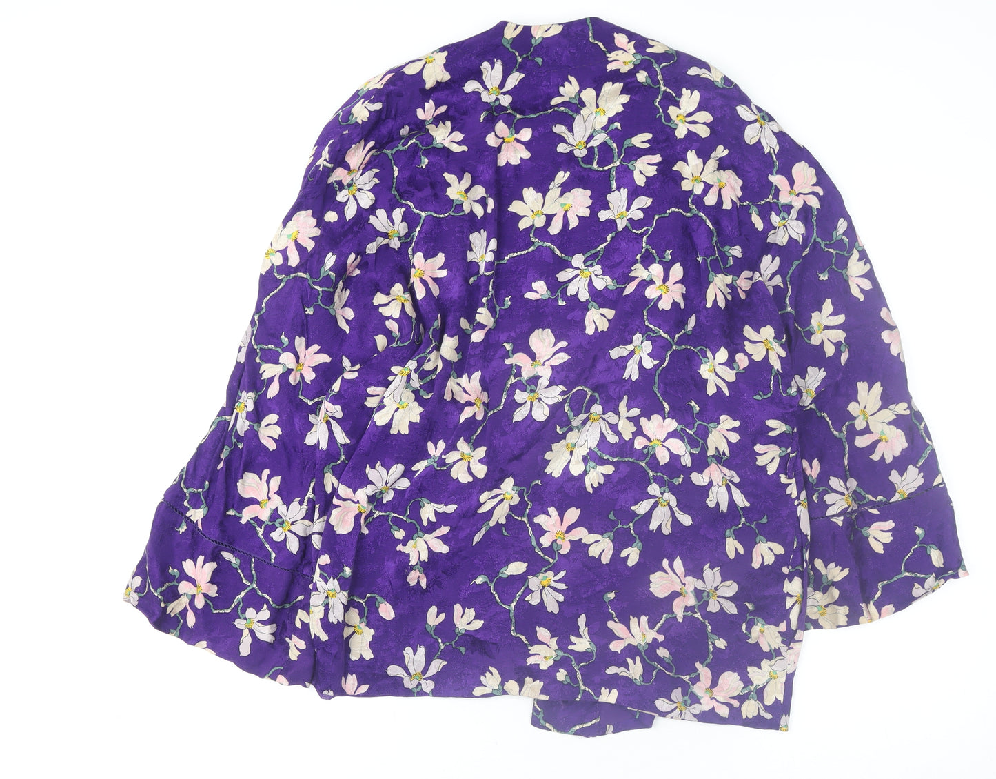Mango Women’s Purple Floral Kimono Style Blouse Size 14