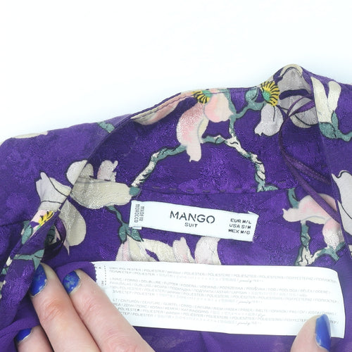 Mango Women’s Purple Floral Kimono Style Blouse Size 14