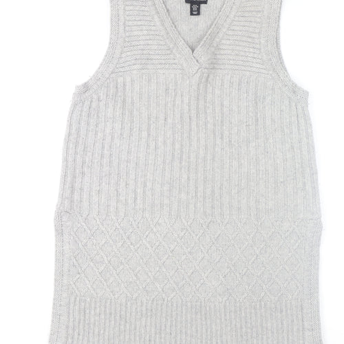 Adrienne Vittadini Womens Grey Wool Knit Sleeveless Tunic Tank Top XL
