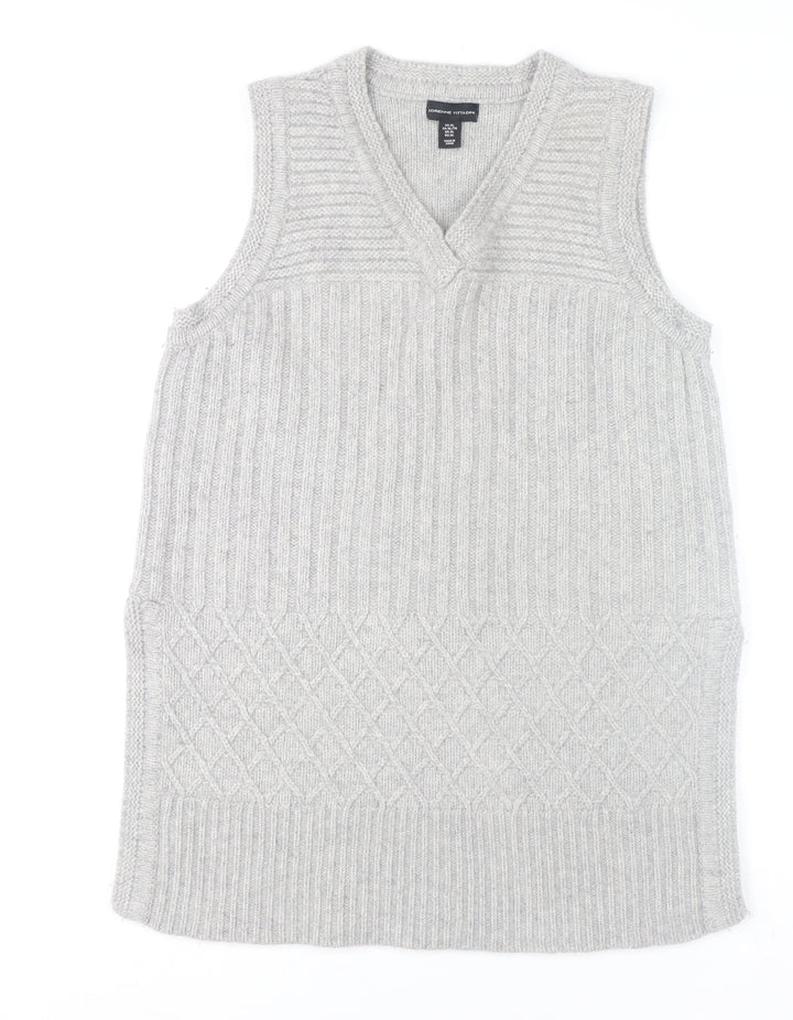 Adrienne Vittadini Womens Grey Wool Knit Sleeveless Tunic Tank Top XL