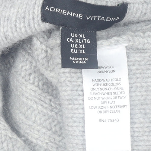 Adrienne Vittadini Womens Grey Wool Knit Sleeveless Tunic Tank Top XL