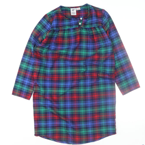 Lands' End Women's Red Blue Green Check Long Sleeve Tunic Size 12