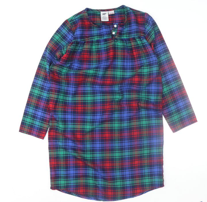 Lands' End Women's Red Blue Green Check Long Sleeve Tunic Size 12