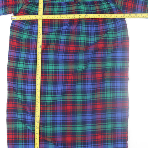 Lands' End Women's Red Blue Green Check Long Sleeve Tunic Size 12