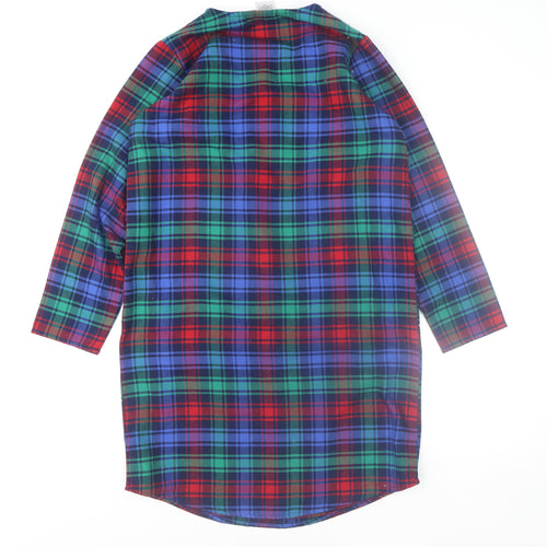 Lands' End Women's Red Blue Green Check Long Sleeve Tunic Size 12