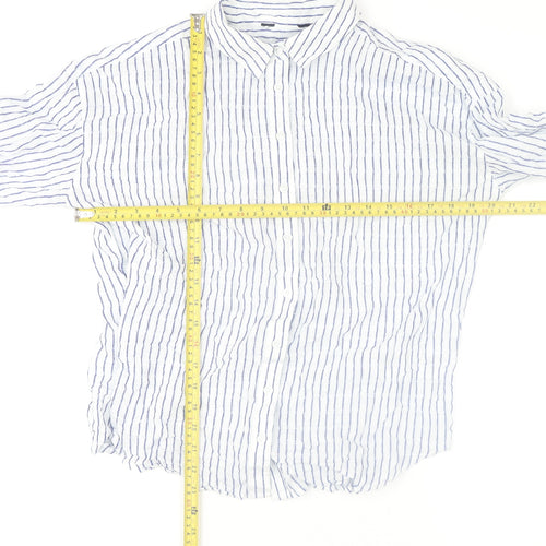 Vero Moda Women’s White Blue Striped Cotton Long Sleeve Button-Up Shirt XL
