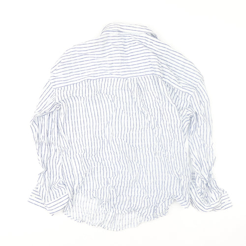 Vero Moda Women’s White Blue Striped Cotton Long Sleeve Button-Up Shirt XL