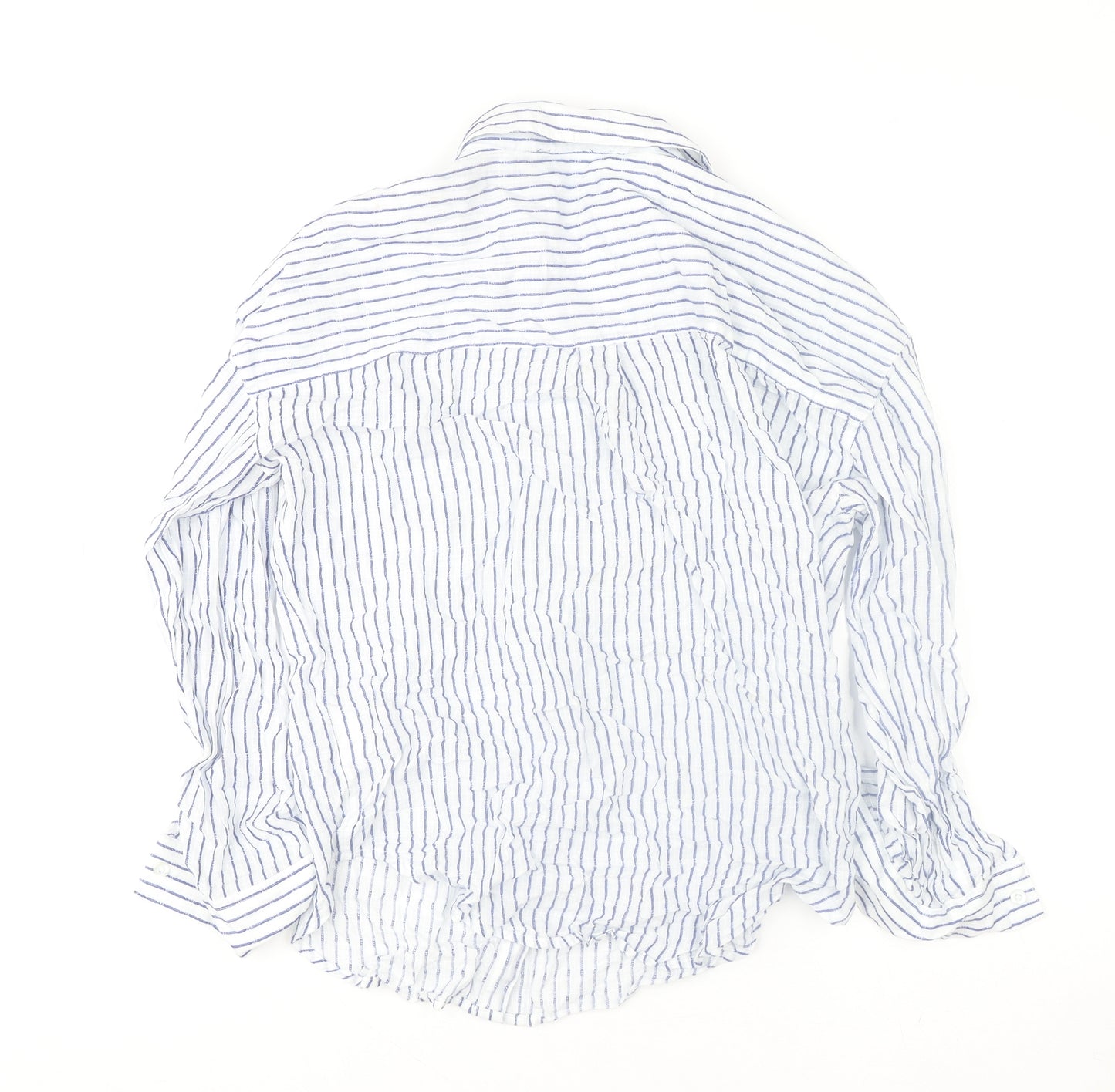 Vero Moda Women’s White Blue Striped Cotton Long Sleeve Button-Up Shirt XL