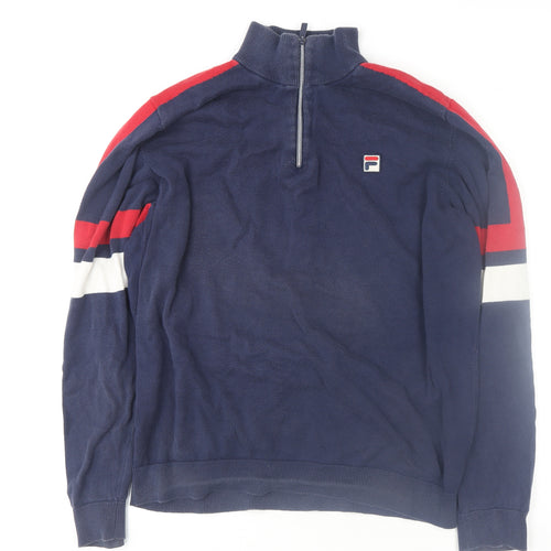 Fila Mens Blue XL 1/4 Zip High Neck Sweatshirt