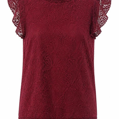M&Co Women's Red Lace High Neck Sleeveless Tunic Blouse Size 12