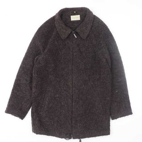 Sasha Women Brown Mohair Blend Mid-Length Zip Coat Size 12
